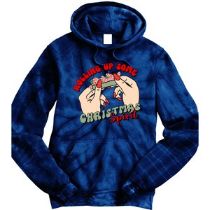 Rolling Up Some Christmas Spirit Funny Smoker Xmas Weed Tie Dye Hoodie