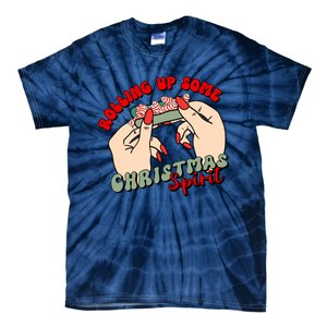 Rolling Up Some Christmas Spirit Funny Smoker Xmas Weed Tie-Dye T-Shirt