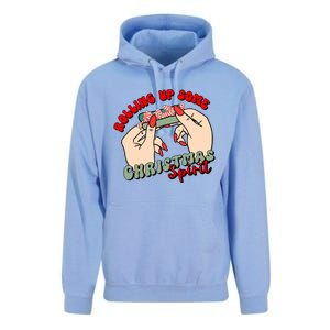 Rolling Up Some Christmas Spirit Funny Smoker Xmas Weed Unisex Surf Hoodie