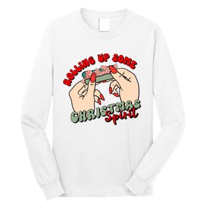 Rolling Up Some Christmas Spirit Funny Smoker Xmas Weed Long Sleeve Shirt