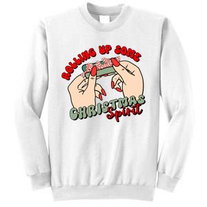 Rolling Up Some Christmas Spirit Funny Smoker Xmas Weed Sweatshirt