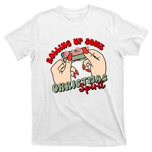 Rolling Up Some Christmas Spirit Funny Smoker Xmas Weed T-Shirt