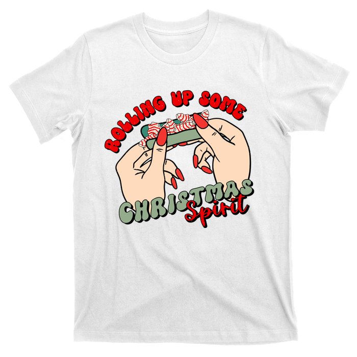 Rolling Up Some Christmas Spirit Funny Smoker Xmas Weed T-Shirt