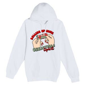 Rolling Up Some Christmas Spirit Funny Smoker Xmas Weed Premium Pullover Hoodie