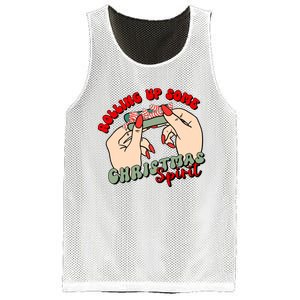 Rolling Up Some Christmas Spirit Funny Smoker Xmas Weed Mesh Reversible Basketball Jersey Tank