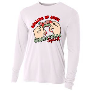 Rolling Up Some Christmas Spirit Funny Smoker Xmas Weed Cooling Performance Long Sleeve Crew