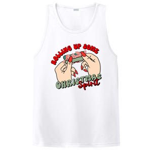 Rolling Up Some Christmas Spirit Funny Smoker Xmas Weed PosiCharge Competitor Tank