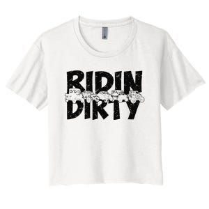 Retro UTV SXS Rider Riding Dirty ATV Offroad Riding SXS Life Women's Crop Top Tee