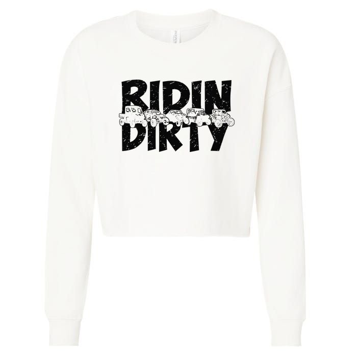 Retro UTV SXS Rider Riding Dirty ATV Offroad Riding SXS Life Cropped Pullover Crew