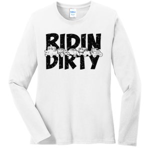 Retro UTV SXS Rider Riding Dirty ATV Offroad Riding SXS Life Ladies Long Sleeve Shirt