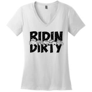 Retro UTV SXS Rider Riding Dirty ATV Offroad Riding SXS Life Women's V-Neck T-Shirt