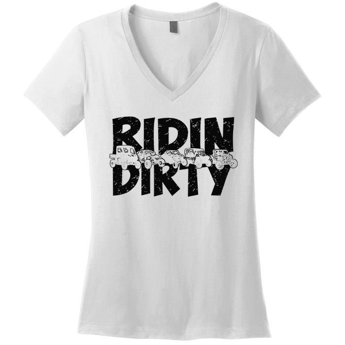 Retro UTV SXS Rider Riding Dirty ATV Offroad Riding SXS Life Women's V-Neck T-Shirt