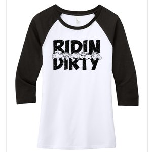 Retro UTV SXS Rider Riding Dirty ATV Offroad Riding SXS Life Women's Tri-Blend 3/4-Sleeve Raglan Shirt