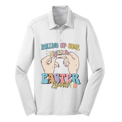 Rolling Up Some Easter Skeleton Hand Silk Touch Performance Long Sleeve Polo