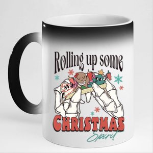 Rolling Up Some Christmas Spirit Skeleton Christmas 11oz Black Color Changing Mug