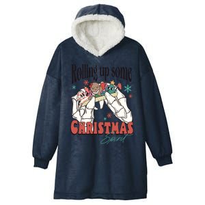 Rolling Up Some Christmas Spirit Skeleton Christmas Hooded Wearable Blanket