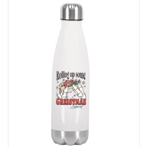 Rolling Up Some Christmas Spirit Skeleton Christmas Stainless Steel Insulated Water Bottle