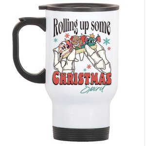 Rolling Up Some Christmas Spirit Skeleton Christmas Stainless Steel Travel Mug