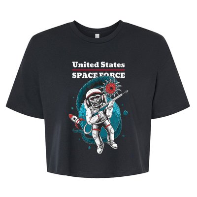 Retro United States Space Force Space Monkey Soldier Bella+Canvas Jersey Crop Tee