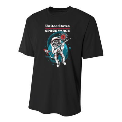 Retro United States Space Force Space Monkey Soldier Youth Performance Sprint T-Shirt