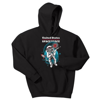 Retro United States Space Force Space Monkey Soldier Kids Hoodie