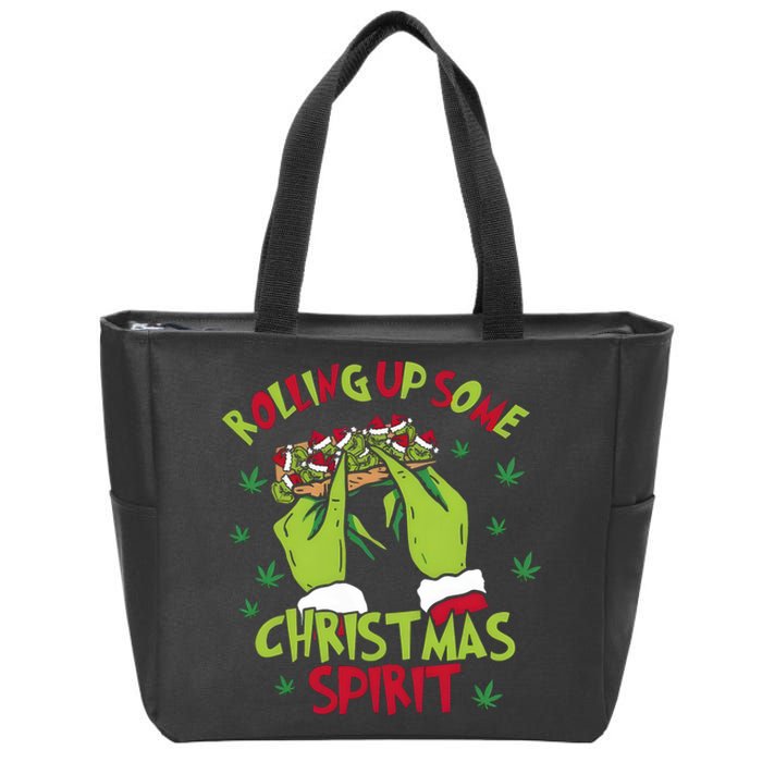 Rolling Up Some Christmas Spirit Xmas Zip Tote Bag