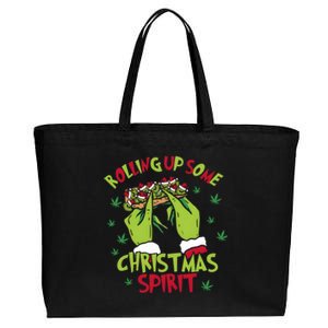 Rolling Up Some Christmas Spirit Xmas Cotton Canvas Jumbo Tote