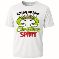 Rollin Up Some Christmas Spirit Merry Grinchmas Cooling Performance Crew T-Shirt