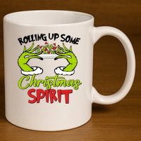 Rollin Up Some Christmas Spirit Merry Grinchmas 11oz C Handle Ceramic Mug