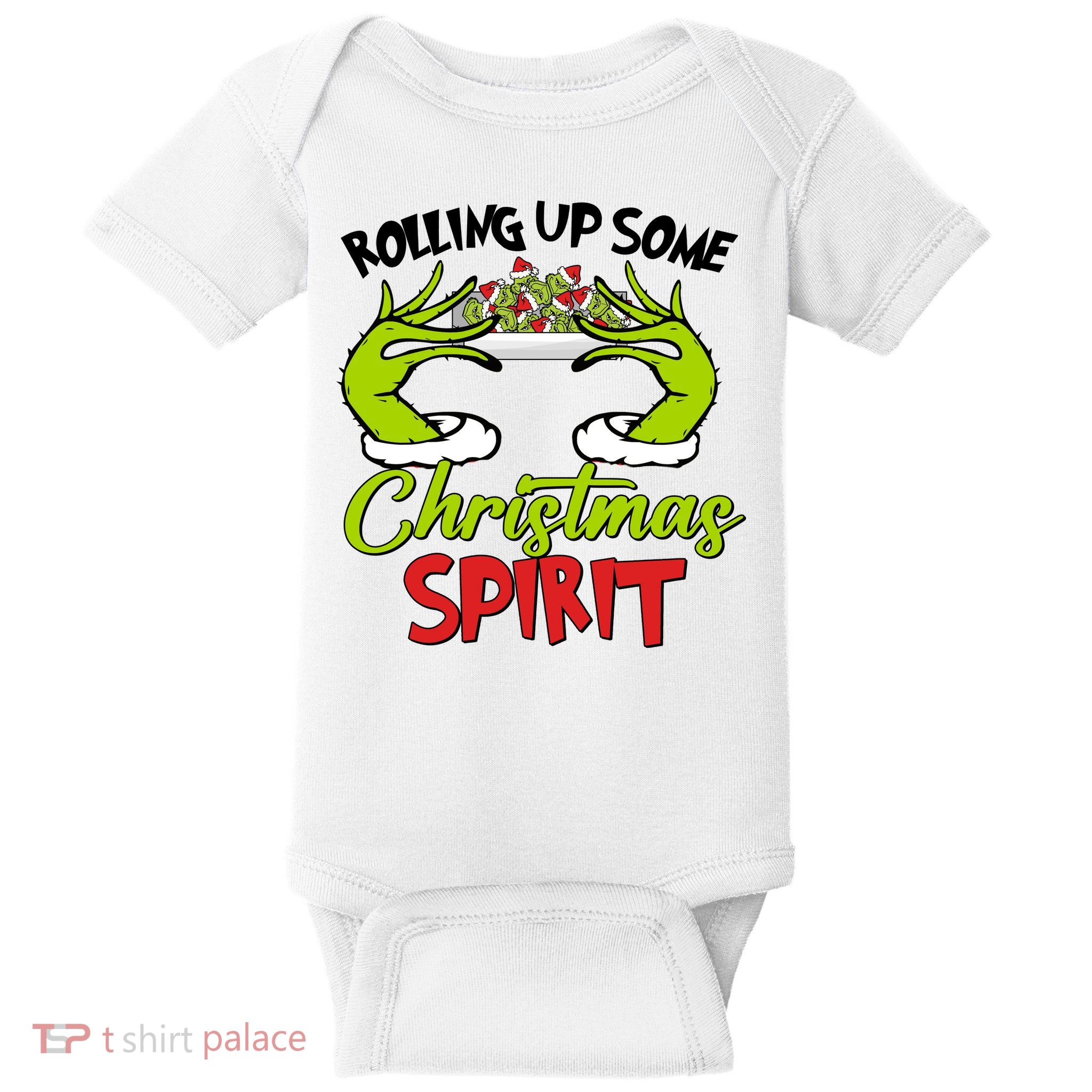 Rollin Up Some Christmas Spirit Merry Grinchmas Baby Bodysuit
