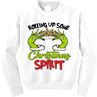 Rollin Up Some Christmas Spirit Merry Grinchmas Kids Sweatshirt