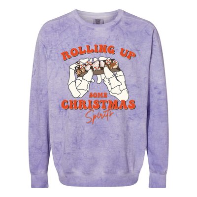 Rolling Up Some Christmas Spirits Funny Gift Colorblast Crewneck Sweatshirt