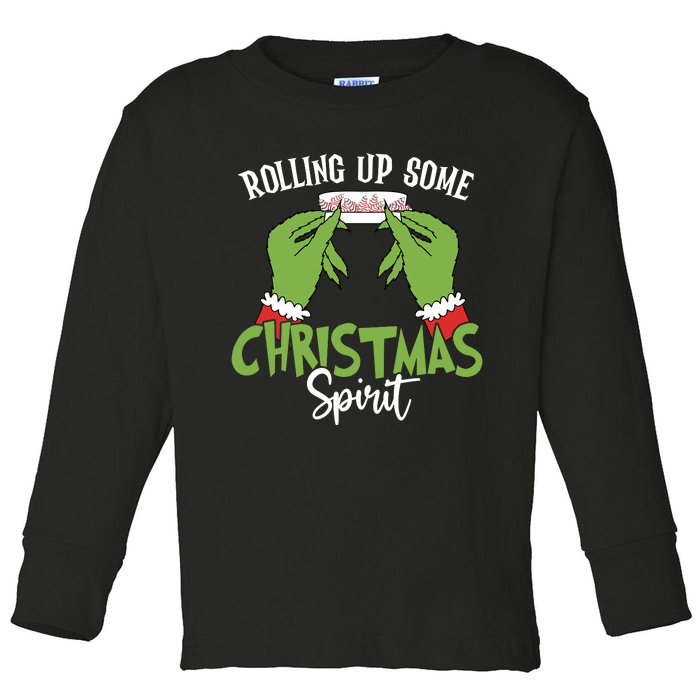 Rolling Up Some Christmas Spirit Christmas Tree Cakes Snack Toddler Long Sleeve Shirt