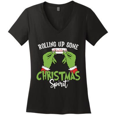 Rolling Up Some Christmas Spirit Christmas Tree Cakes Snack Women's V-Neck T-Shirt