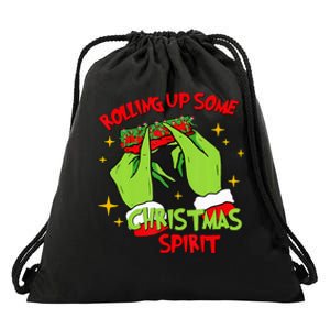 Rolling Up Some Christmas Spirit Xmas Pajamas Holiday Santa Drawstring Bag