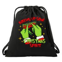 Rolling Up Some Christmas Spirit Xmas Pajamas Holiday Santa Drawstring Bag