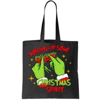 Rolling Up Some Christmas Spirit Xmas Pajamas Holiday Santa Tote Bag