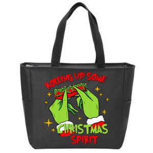 Rolling Up Some Christmas Spirit Xmas Pajamas Holiday Santa Zip Tote Bag