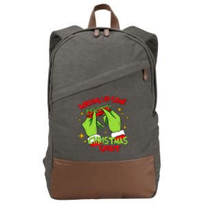 Rolling Up Some Christmas Spirit Xmas Pajamas Holiday Santa Cotton Canvas Backpack