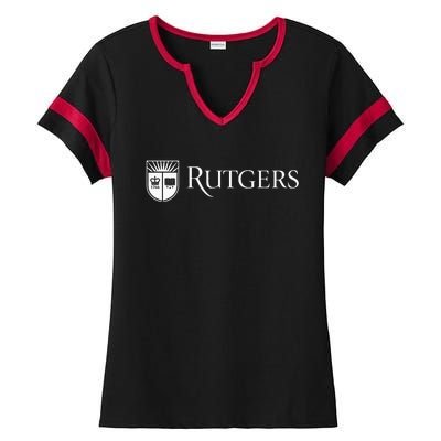 Rutgers University Scarlet Knights Block Text Ladies Halftime Notch Neck Tee