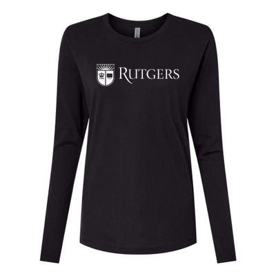 Rutgers University Scarlet Knights Block Text Womens Cotton Relaxed Long Sleeve T-Shirt