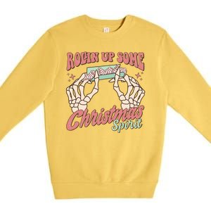 Rollin Up Some Christmas Spirit Funny Marijuana Premium Crewneck Sweatshirt