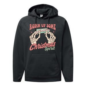 Rollin Up Some Christmas Spirit Funny Marijuana Performance Fleece Hoodie