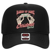 Rollin Up Some Christmas Spirit Funny Marijuana High Crown Mesh Back Trucker Hat