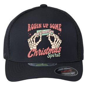 Rollin Up Some Christmas Spirit Funny Marijuana Flexfit Unipanel Trucker Cap