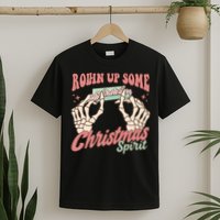 Rollin Up Some Christmas Spirit Funny Marijuana T-Shirt