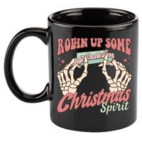 Rollin Up Some Christmas Spirit Funny Marijuana 11oz C Handle Ceramic Mug