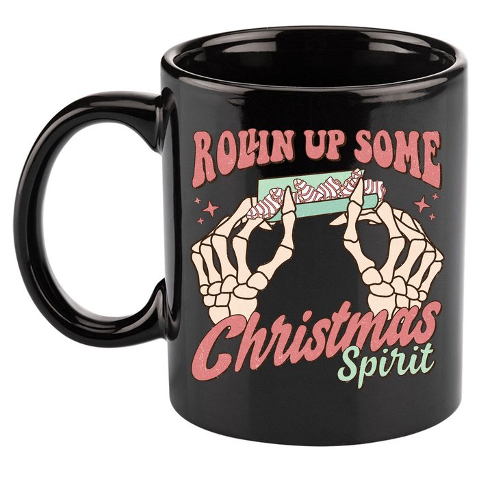 Rollin Up Some Christmas Spirit Funny Marijuana 11oz C Handle Ceramic Mug