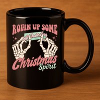 Rollin Up Some Christmas Spirit Funny Marijuana 11oz C Handle Ceramic Mug