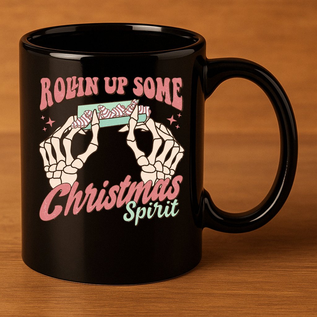 Rollin Up Some Christmas Spirit Funny Marijuana 11oz C Handle Ceramic Mug